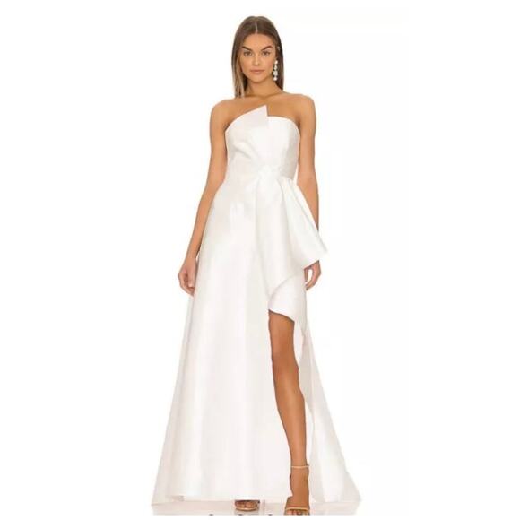 Revolve Elliatt Protea Gown 2XL Ivory Off-Shoulder Hi-Low Formal White Party - Picture 1 of 16